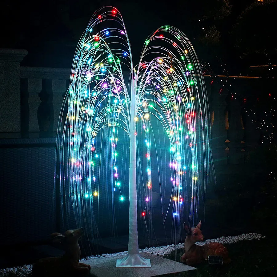 1.5M 2.1M RGB illuminato salice piangente luce natalizia luce fata luce della stringa dell'albero di salice per decorazioni da giardino per feste all'aperto