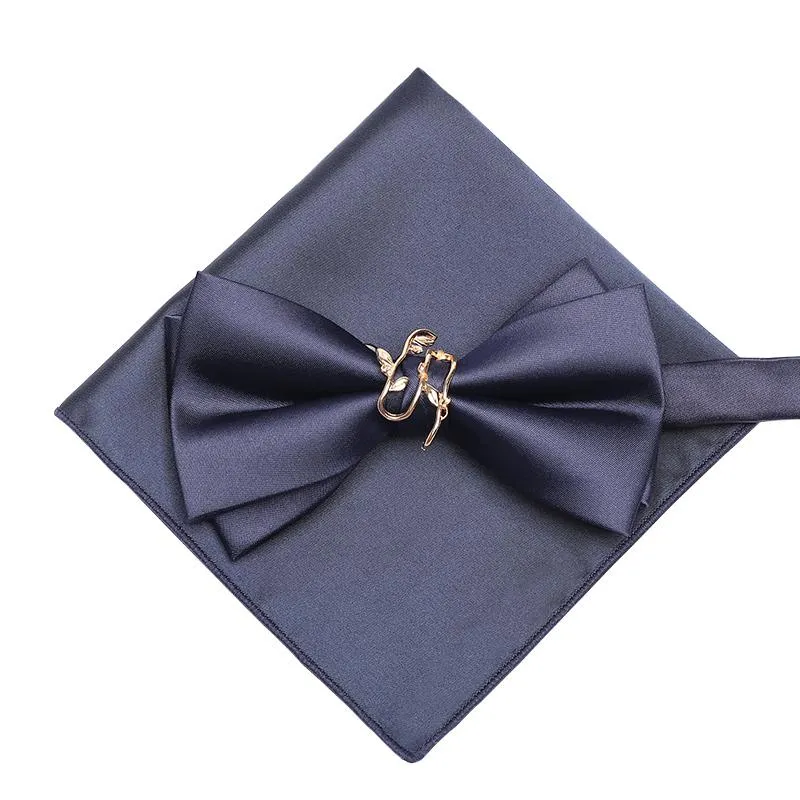 Laço gravata gravata para homens designer metal de duas camadas festa de casamento butterfly bowtie masculino com caixa