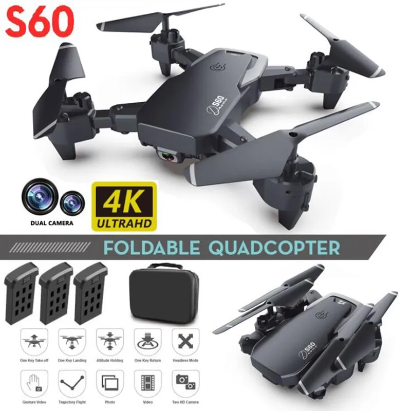 S60 Drone 4K Profession HD Intelligent Uav med vidvinkel Dual Camera 1080P WiFi fpv Drönare Leksaker