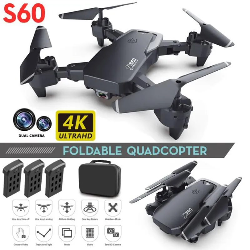 S60 드론 4K 직업 HD 지능형 Uav 광각 듀얼 카메라 1080P WiFi fpv 드론 완구