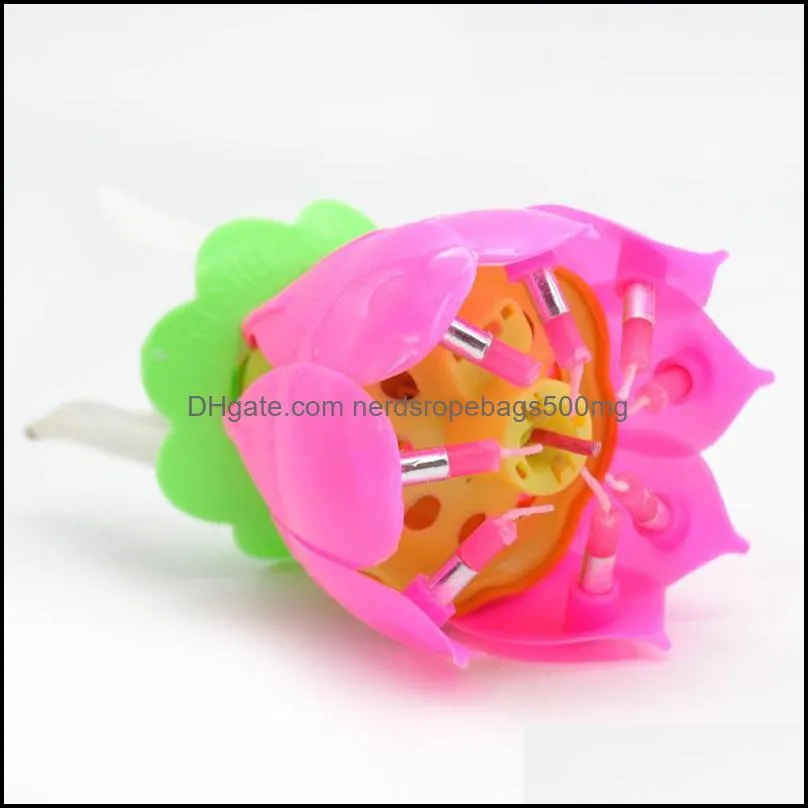 Lotus Flower Candle Single-layer Music Candle Lotus Candles Birthday Candle Party Cake Music Sparkle Cake candles