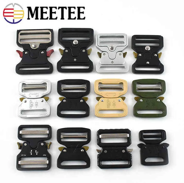 Meetee Fibbie a sgancio laterale rapido in metallo per cintura tattica di sicurezza Ganci robusti Clip Accessori per bagagli all'aperto fai-da-te