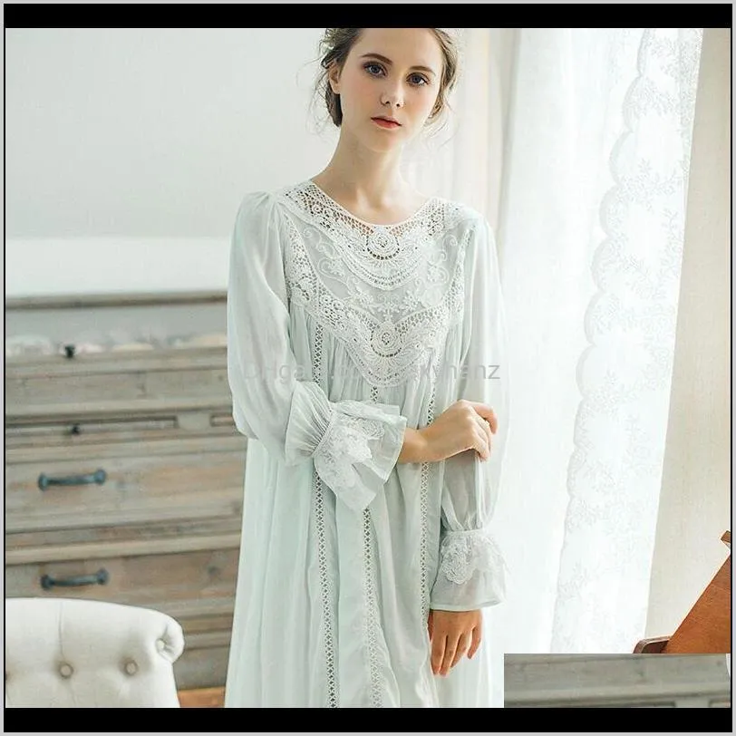 cfyh new autumn winter sleepwear solid ladies dresses princess long sleeve nighties modal lace indoor clothing sexy nightgowns f5fv#