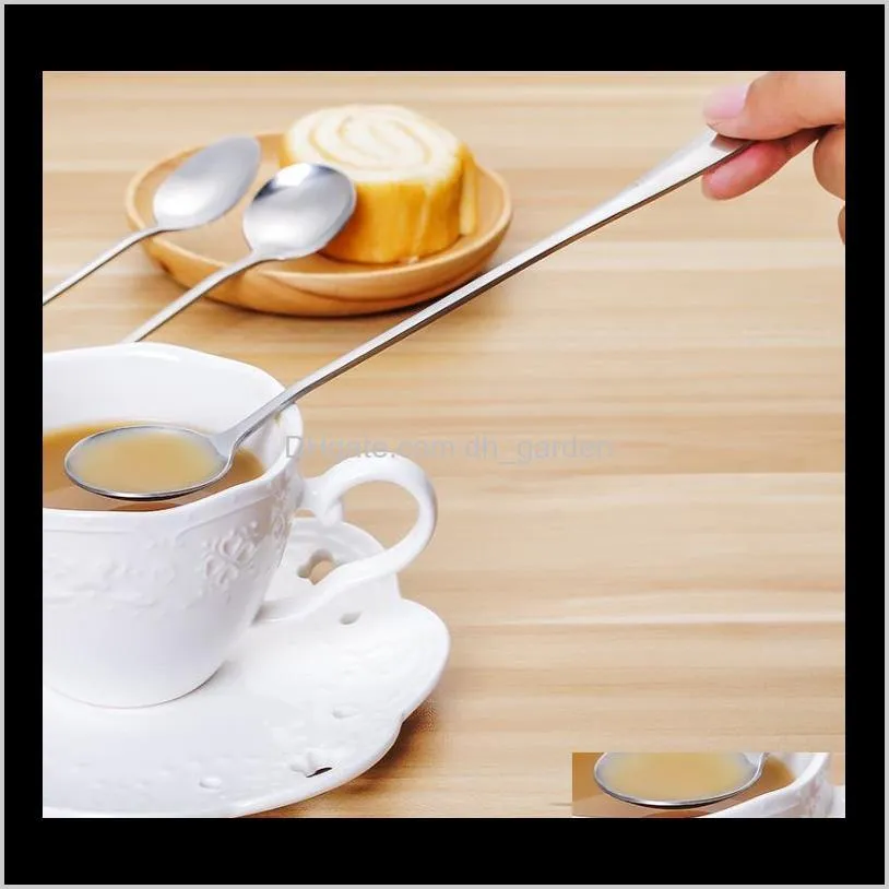 stainless steel long handle spoon coffee latte ice cream soda sundae cocktail scoop kitchen home coffee spoons 120pcs sn2399