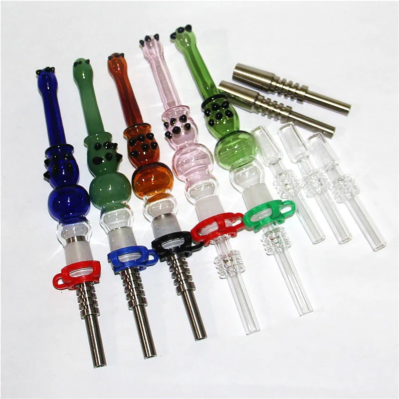 Hookahs 14mm Dab Straw Glass Nectar With Stainless Steel Nail Quartz Tips Glass Ball Tip For Smoking Ash Catchers DHL