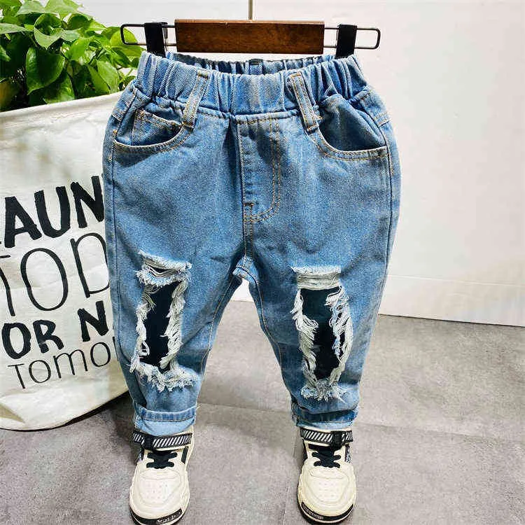 2020 Kids Boys Jeans Fashion Clothes Ripped pants Denim Clothing Children Baby Boy Popular Cowboy Long Trousers AS11 G1220