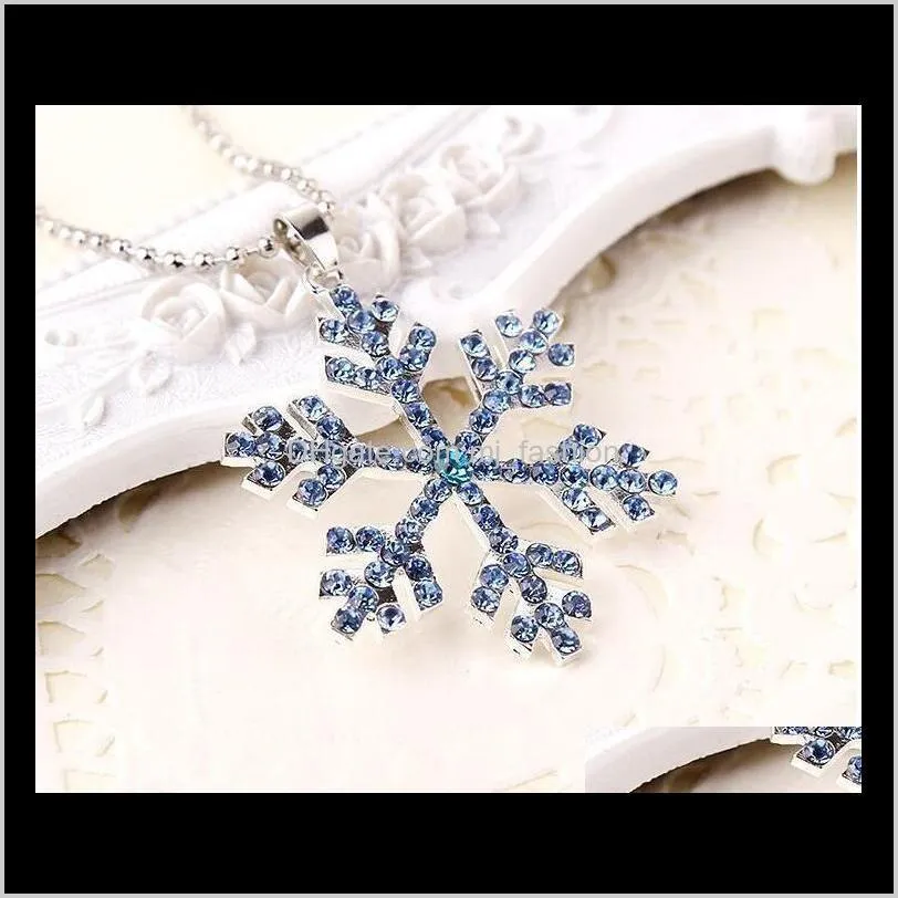 rhinestone snowflake pendant statement necklace crystal cartoon necklace for children kids movie ps0776