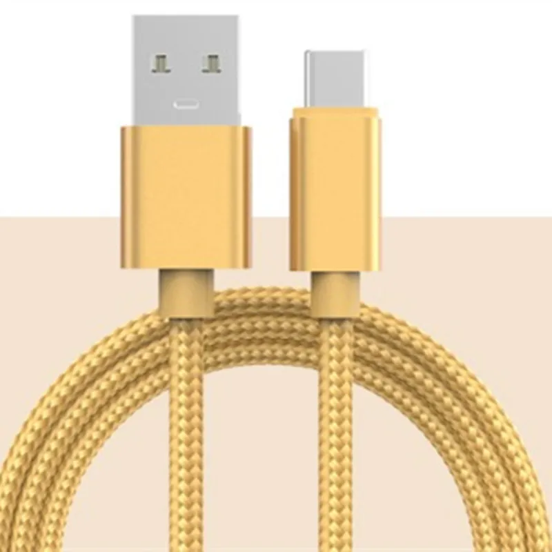 DHL libero 1M di lunghezza Nylon intrecciato Avvolgimento Ricarica rapida 3A Cavo dati di ricarica da USB a tipo C Micro-USB per Samsung Huawei Xiaomi OPPO VIVO