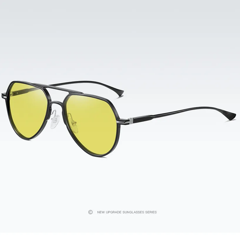 나이트 비전 AL-MG POCHROMIC 편광 금속 조종사 선글라스 남성 변색은 안경 방지 태양 안경 S163248S