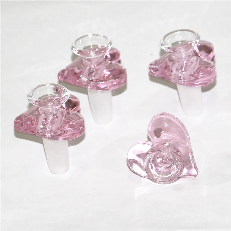 20pcs Heart Shape Glass Smoking Bowls 14mm Male Bowl With Beautiful Slide Dabber Tool Ash Catcher Dab Rigs silicone nectar