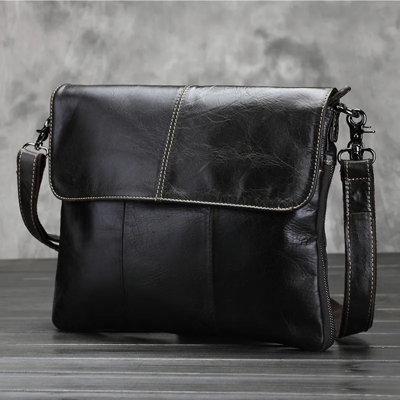 Fashion Echtes Leder Schulter Taschen männer Leder Messenger männlichen Umhängetasche Für männer Casual Kupplung Schwarz