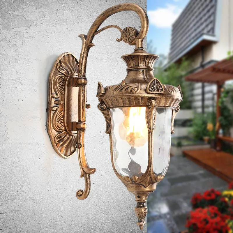 Lampy słoneczne Retro Outdoor Wall Light Europe Villa Sconce Lampa E27 Wodoodporna Zewnętrzna Ogrodowa Drzwi Drzwi Vintage Porch Decro