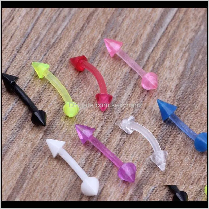 e08 wholesales 100pcs/lot mix 7 color acrylic body jewelry nose stud eyebrow ring