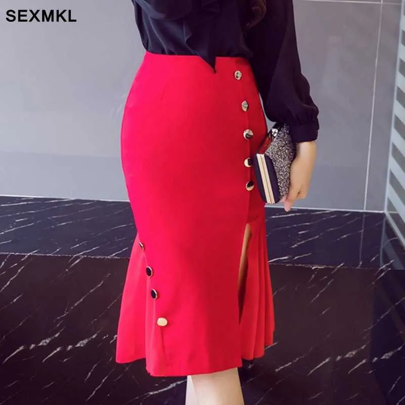 Sexmkl Plus Size Skirts Womens Summer Fashion Sexy High Waist Skirt Red Saias Feminina Office