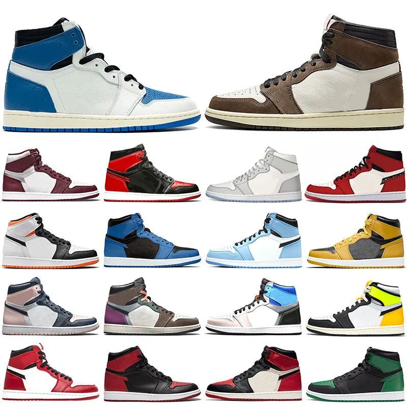 Top 2023 Jumpman 1 buty do koszykówki 1S Travis Men Women Bordeaux Hoded Patent Mocha Military Blue University Pollen Electro Orange Chicago Mens