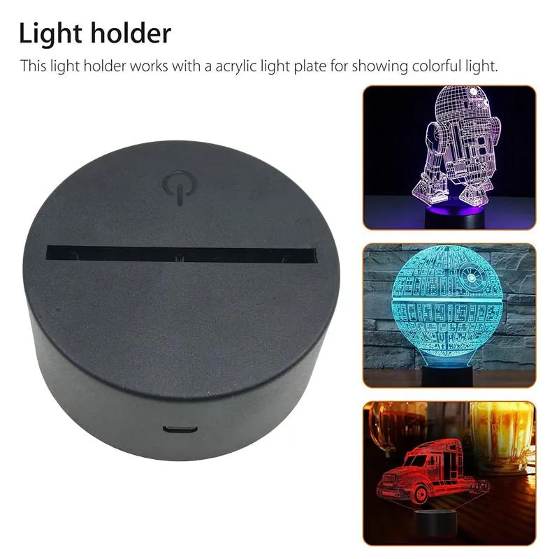2021 3D Night Night Light Light Lamp Base, LED 3D Иллюзия Ночные огни, 7 Цвета Изменение для спальни Дом для детей Номер Жилой магазин Кафе Офис Быстрый корабль