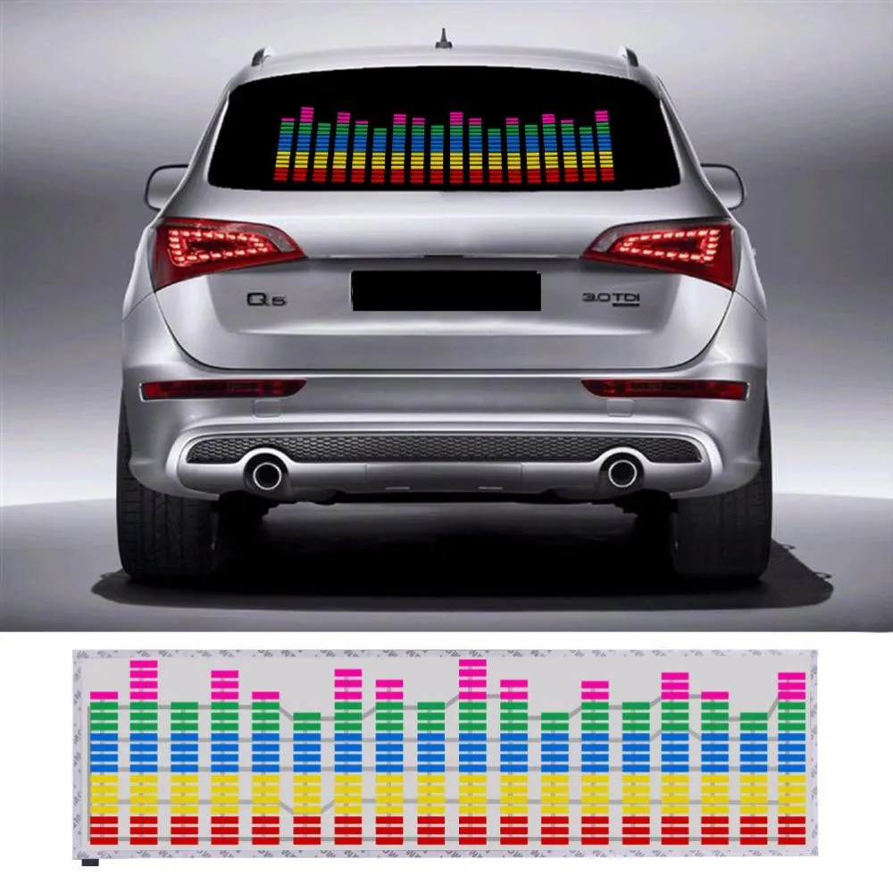 Auto Aufkleber Musik Rhythmus LED-Blitz Licht Lampe Sound Aktiviert  Equalizer Hinten Fenster Aufkleber Autos Dekoration 45*11 cm 90*25 cm