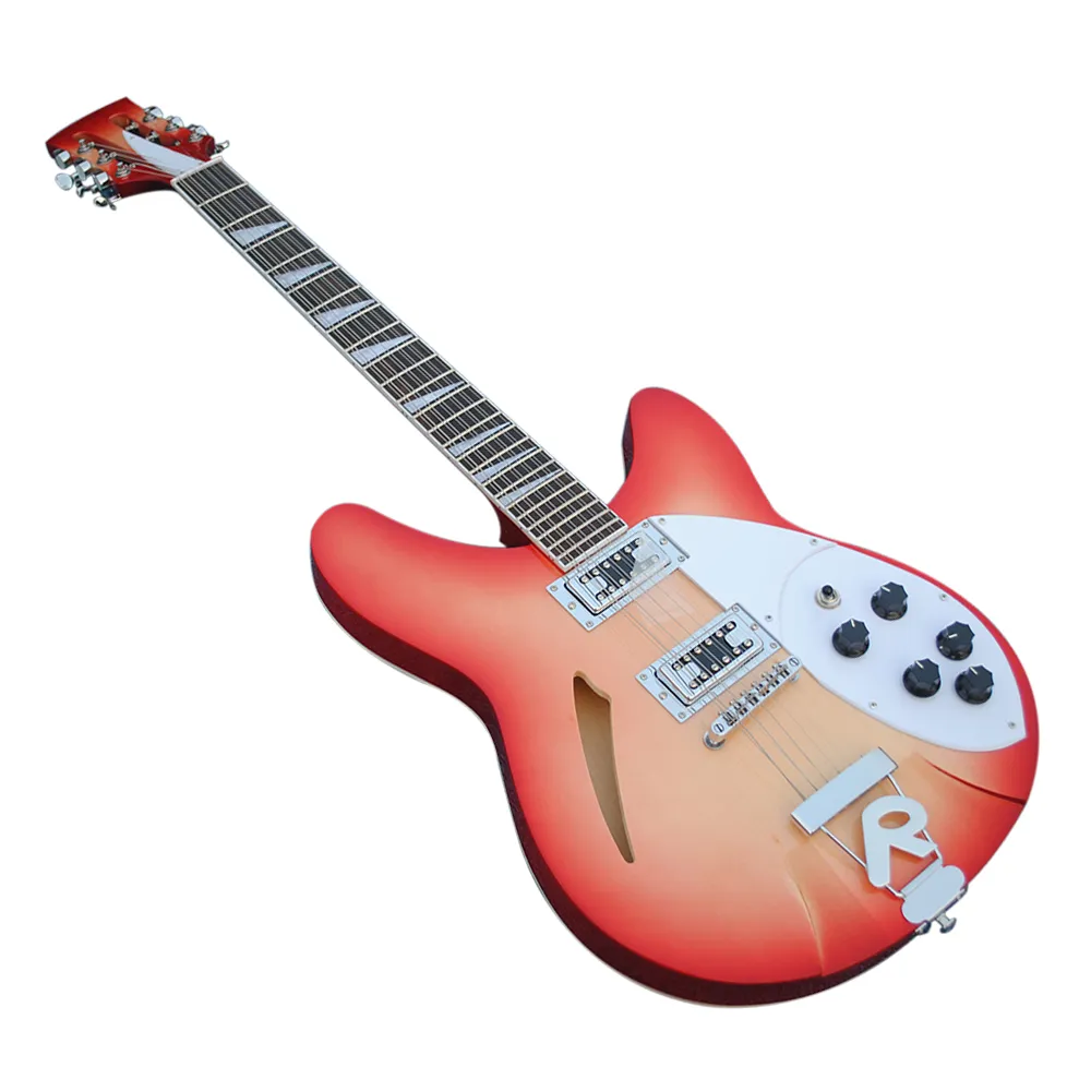 Factory Outlet-12 Strings Cherry Red Electric Gitara z pół-wydrążonym ciałem, Roodewood Fretboard