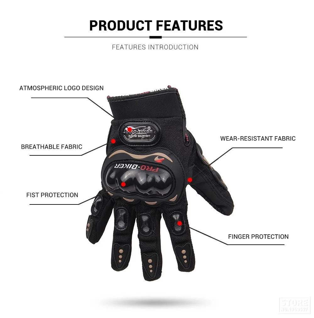 Utomhussport Pro Biker Motorcykelhandskar Full Finger Moto Motorcykel Motocross Protective Gear Guantes Racing Glove286i