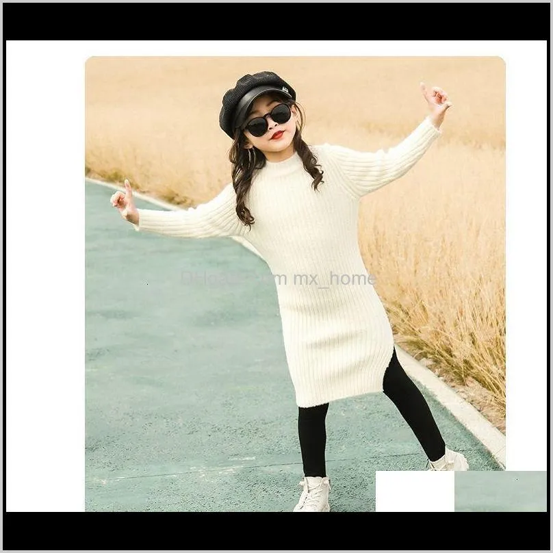 children`s pullover teen girls mink fleece thick mid-length girl knit bottoming shirt pullover sweater knitted 4-11 yrs kids clothes