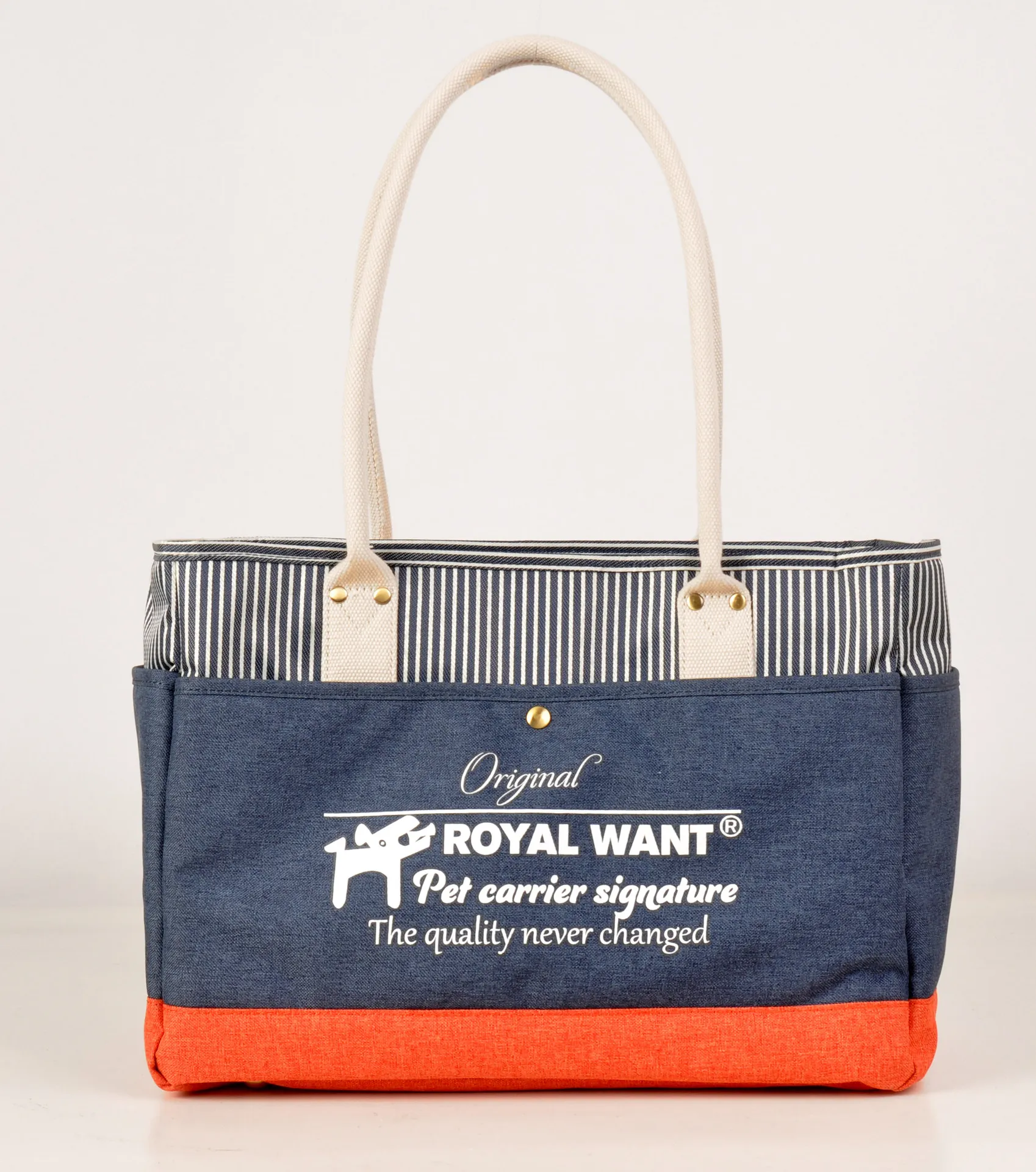 Navy Style Dog Carrier Oxford Cloth Puppy Handväska Handväska Katt Tote Bag Djur Valise Travel Vandring Shopping Blå Liten