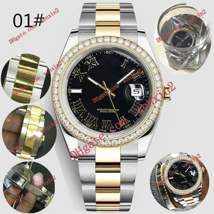 Vattentät Small Diamond Mens Watch Rom -siffror Mechanica Automatisk 41mm kvalitet rostfritt stål Bezel Super Luminous Sports STY276M