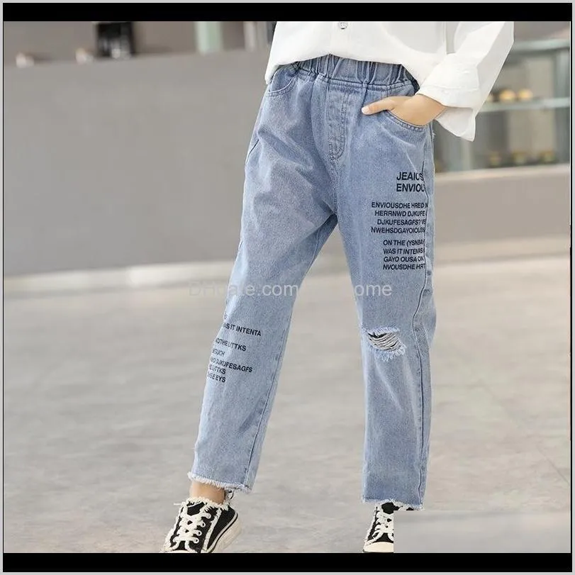 teen girls jeans fashion holes harem pants for teenage 8 10 12 years new spring fall children outfit 201209