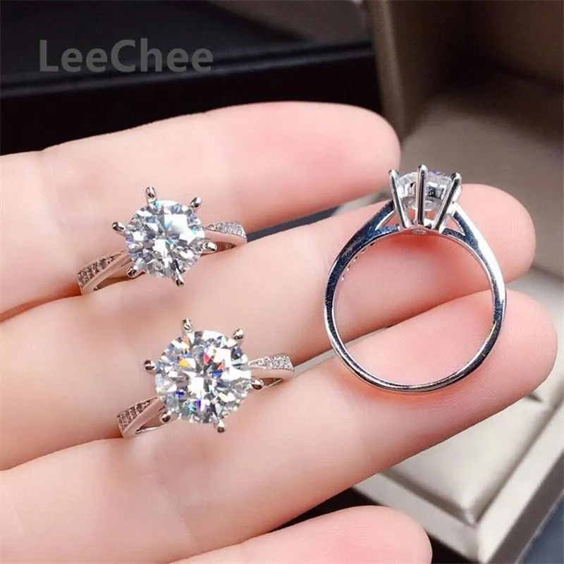 Moissanite Ring 1CT 2CT 3CT VVS Lab Diamond Test Passed Fine Jewelry For Women Wedding Party Gift Real 925 Sterling Silver Cluster2539