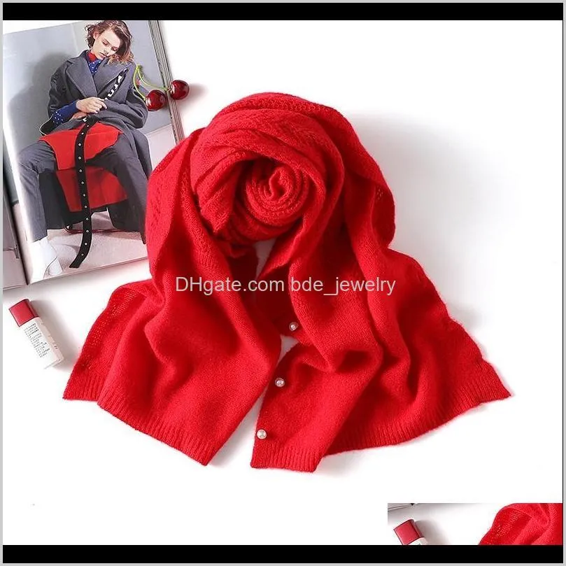 high-end cardigan cashmere scarf women shawl thin pure autumn winter outer wear hollow knit loose scarves