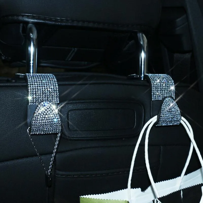 Decorações interiores 2pcs Bling Strass Cabide Acessórios Acessórios Assento Gancho Auto Revestimento de Armazenamento Universal