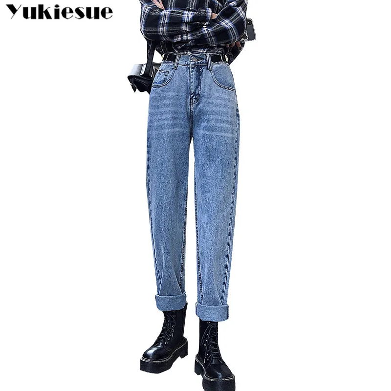 Damenjeans mit hoher Taille, Vintage-Jeans für Damen, zerrissen, lockerer Boyfriend-Jeans, Damen-Harem, Übergröße 210519