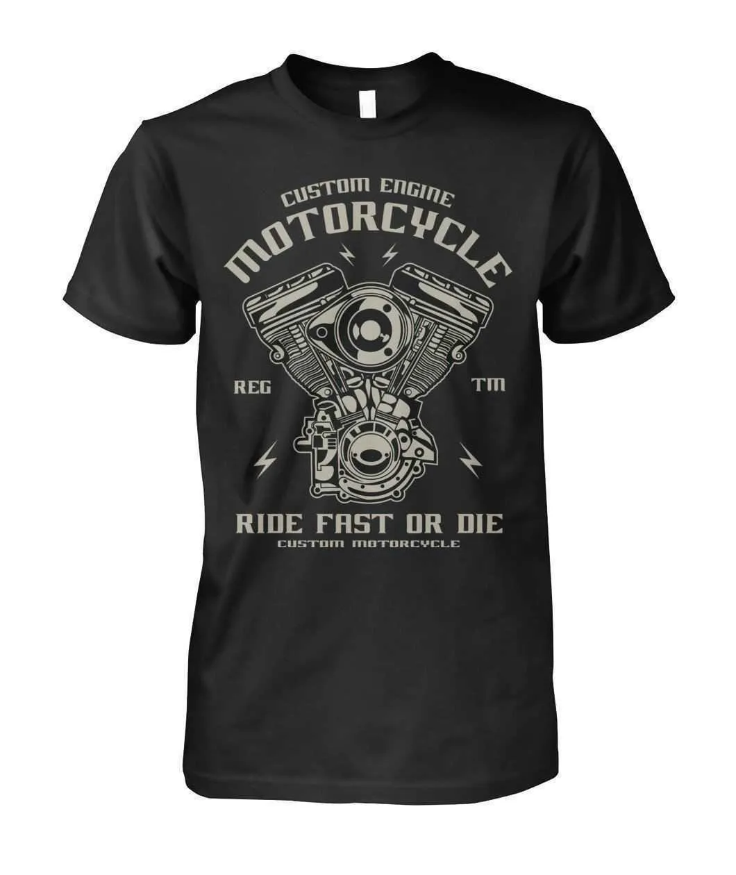 Lustige lässige Kurzarm-T-Shirts Biker-T-Shirt Custom Engine Motorcycle Ride Fast Or Die Mans Unisex-Shirt T-Shirt Q190518