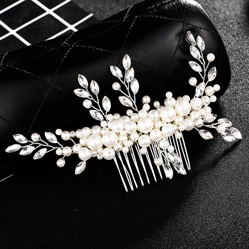 Splendidi copricapo di perle, cristalli, pettini per capelli per la sposa, accessori da sposa, bastoncini da sposa con perline e fascia con strass