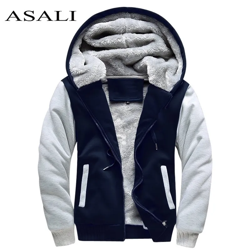 Asali Bomber Jacket Mannen Merk Winter Dikke Warm Fleece Rits Jas voor Mens Sportwear Trainingspak Male Europese Hoodies 211014