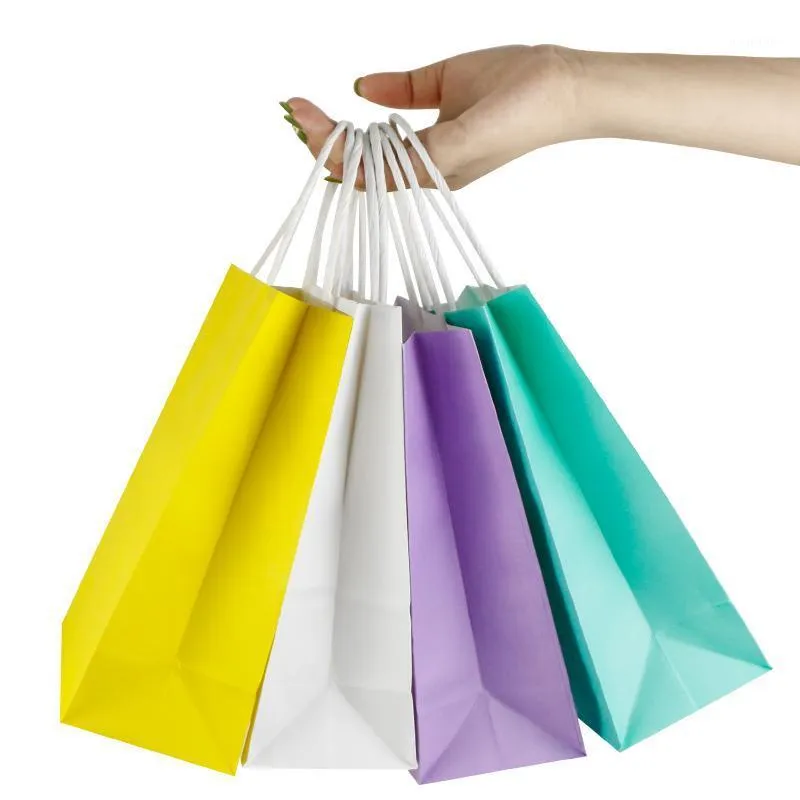 Principal 5pcs Personalize sacos de papel Pacotes Shopper Business Candy presente Kraft Bronzing Wedding Birthday Party Tote