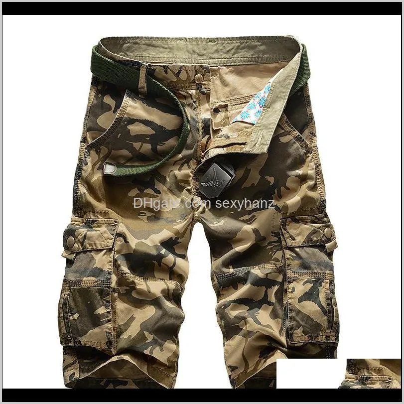 men`s shorts camouflage printing tooling shorts men`s summer mult pocket loose casual men`s five point pants