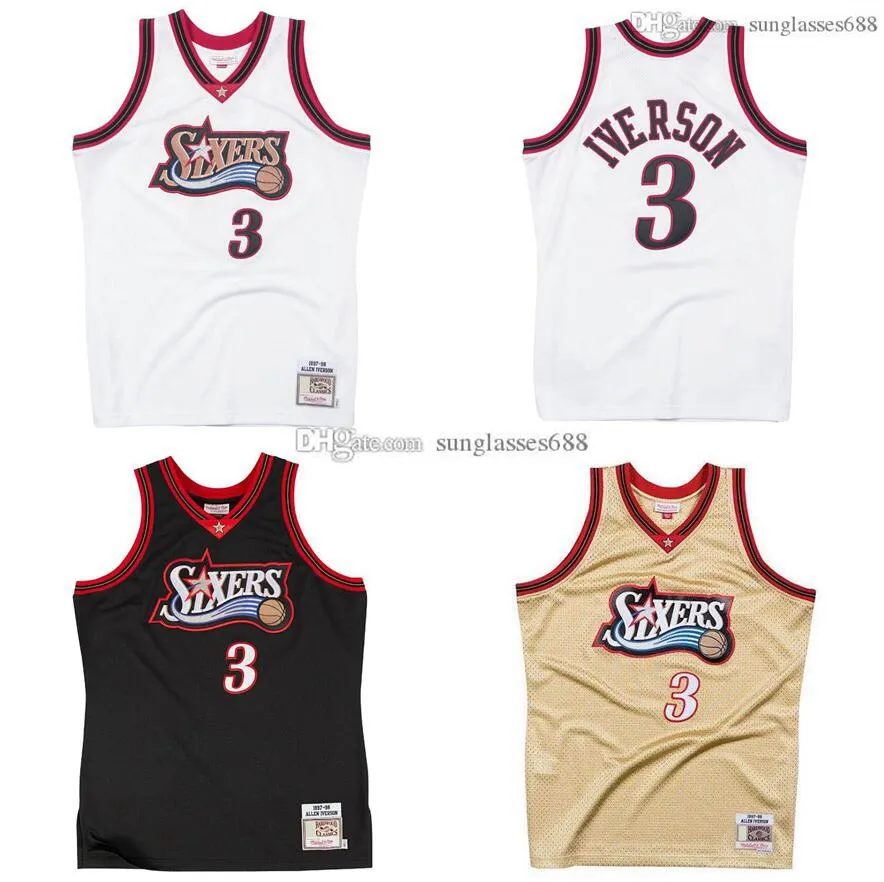 Ed Allen Iverson Jersey S-6XL Mitchell Ness 1997-98 Mesh Hardwoods Classics Retro Basketball Maillots Hommes Femmes Jeunes