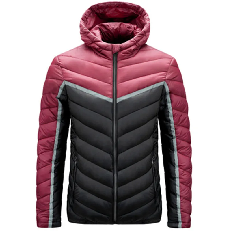 Homme Épissage Vers Le Bas Manteaux Tendance De La Mode Chaud Stripe Coupe-Vent Col Montant À Capuche Puffer Veste En Gros Designer Hiver Casual Puff Vestes