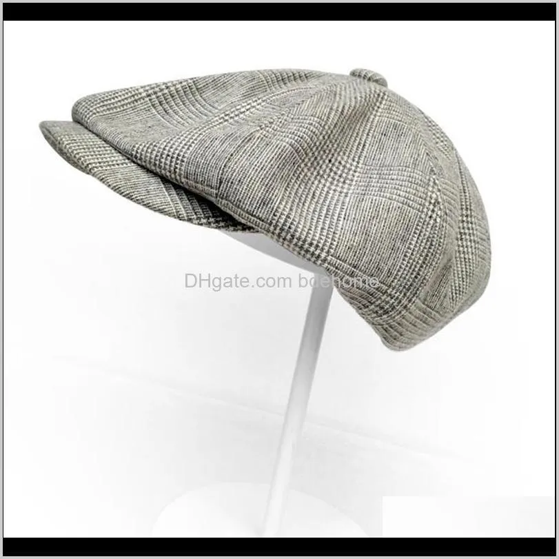 four seasons casquette flax newsboy cap men women plaid gatsby retro hat driver flat cap blm1161