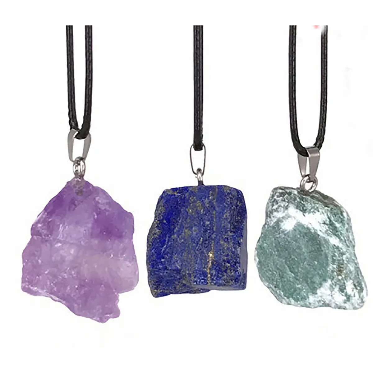 Naturlig ametistkristall Hängsmycke Halsband för kvinnor Män Chakra Energy Healing Stones Reiki Meditation Therapy