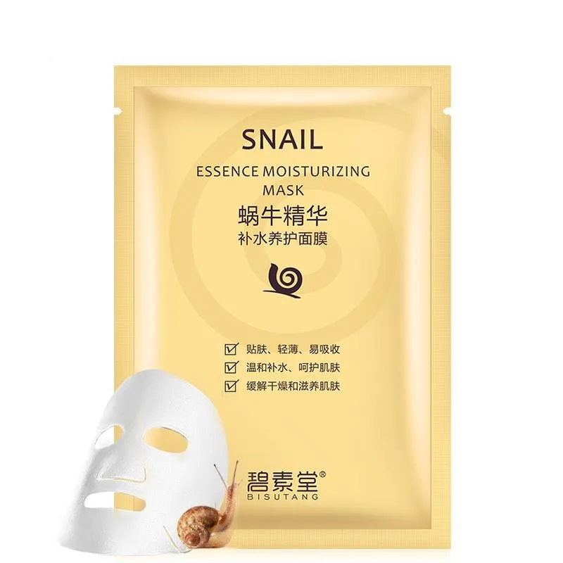 Ansiktsmaskmaskerskalar Hydrating Snail Essence fuktgivande kollagen krymper porerar anti-aging hudvård mascarilla svart ansikte 50 datorer mycket superkvalitet