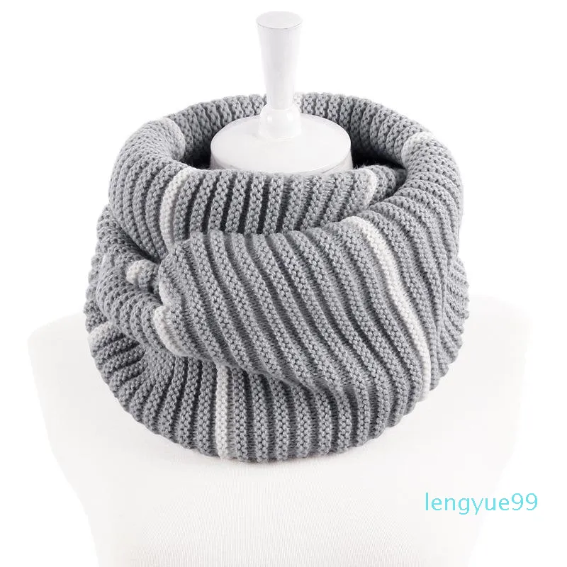 Winter Warm Knit Infinity Scarf Women Man Winter double Circle Loop Scarfs Scarves Striped Ring scarf
