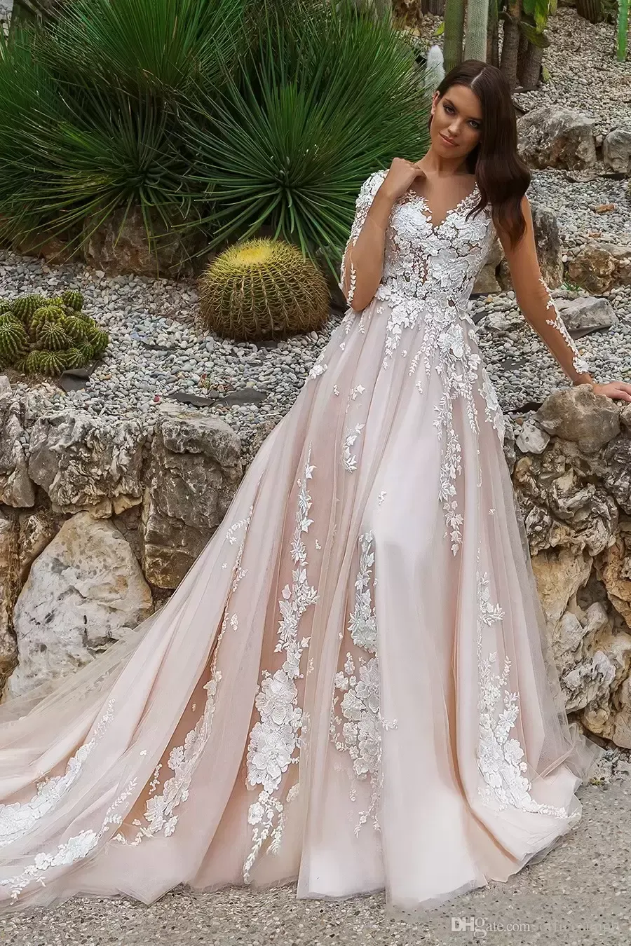 Pink blush white dress online
