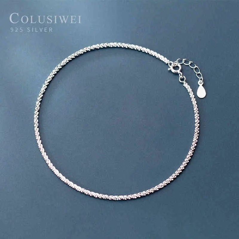 colusiwei أصيلة 925 الاسترليني النجوم للنساء بسيط الفضة الساق خلخال الكورية نمط الإناث الأزياء والمجوهرات