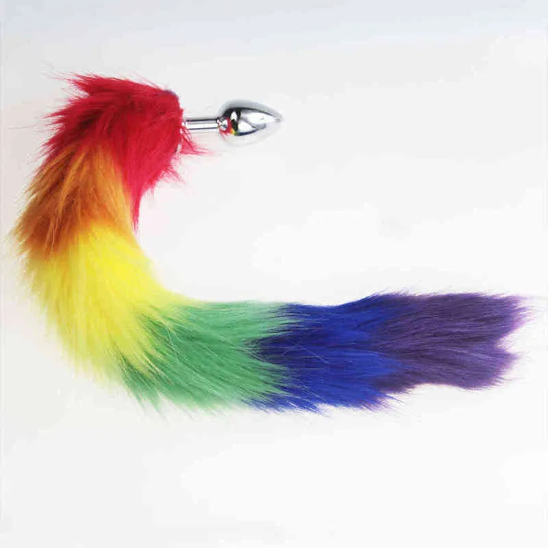 Nxy Sex Anal Toys Rainbow Fox Dog Tail Metal Furry Plug Sexy Butt Bdsm Flirt Anus for Women Wild Cat Adult Toy_voghion.com