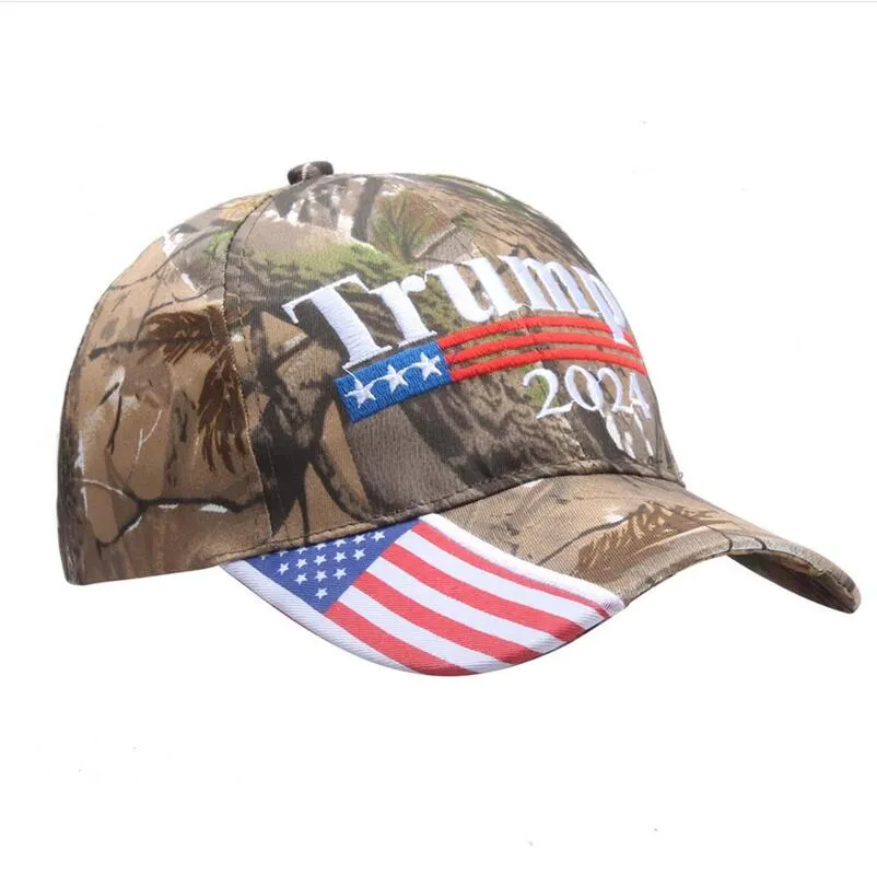 Donald Trump Borduurwerk 2024 Cap Camouflage VS Vlag Baseball Caps Houd Amerika Geweldig Snapback President Hat