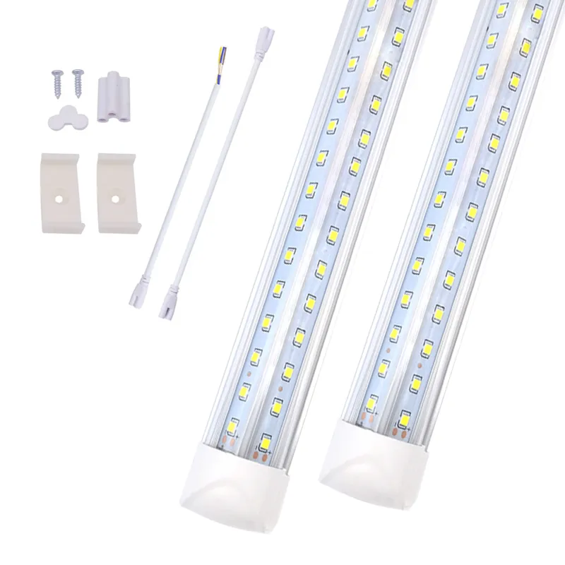 8FT LED-butikslampa, 8 fot T8 Integrerat rör, länkbara lampor för garage, lager, v form, klar lins (25 pack)