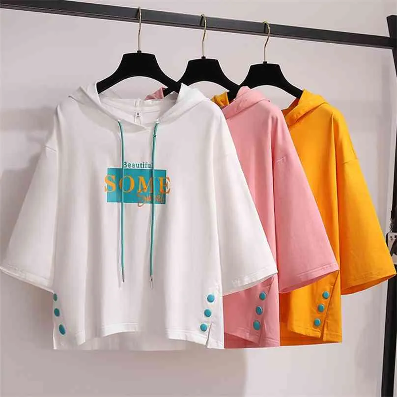 Women's Sweatshirt Cropped Hoodie Long Sleeve Korean Fashion Kpop Clothes Female Tracksuit Cute Kawaii Tops Solid Letter Pastel 210805