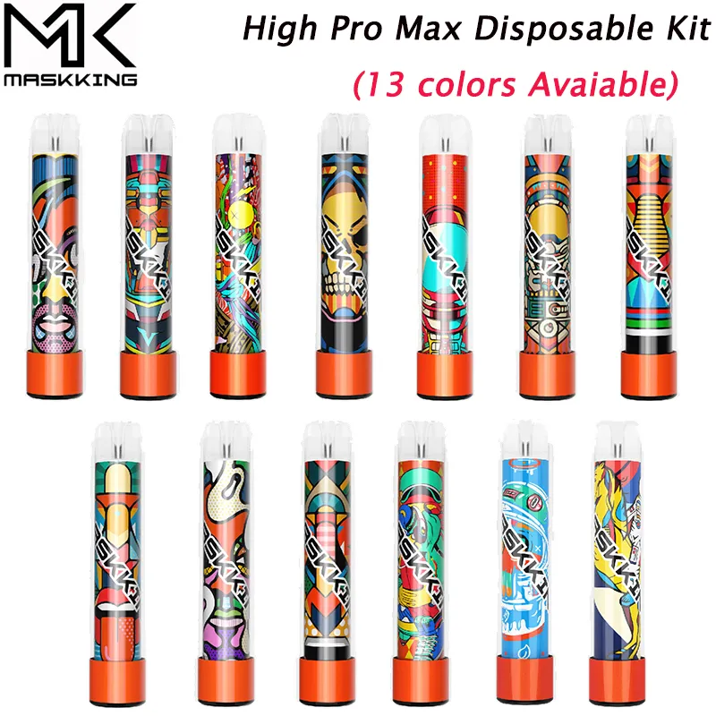 Maskoking High Pro Max jednorazowe papierosy elektroniczne Vape z kodem QR 1500 Puffs 850mAh 4.5ml wkład gotowy do użycia przezroczystego ustnika 13 kolorów oparów