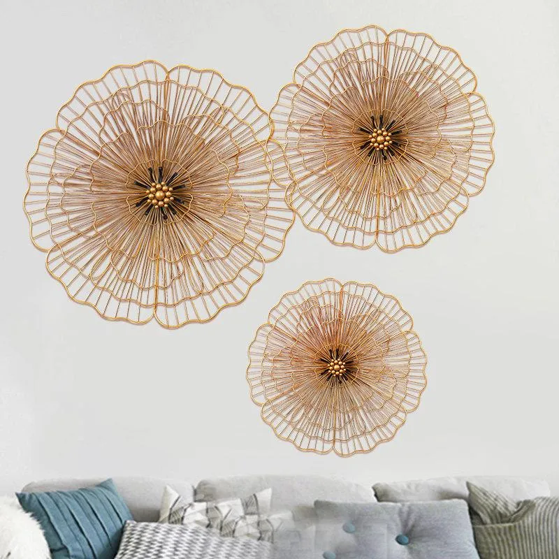 Wall Stickers Chinese Wrought Iron Gold Flower Mural Crafts Livingroom Home Background Hanging Decoration El Porch Sticker